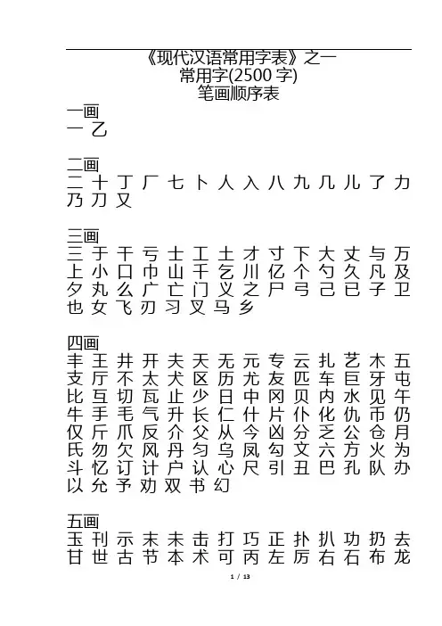 3500常用字(启功字体)