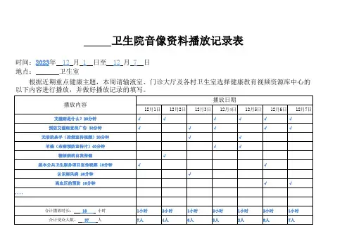 健康教育音像资料播放记录表