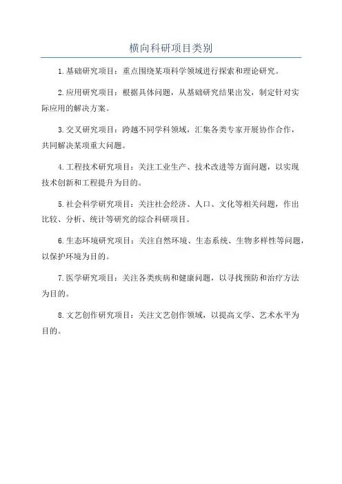 横向科研项目类别