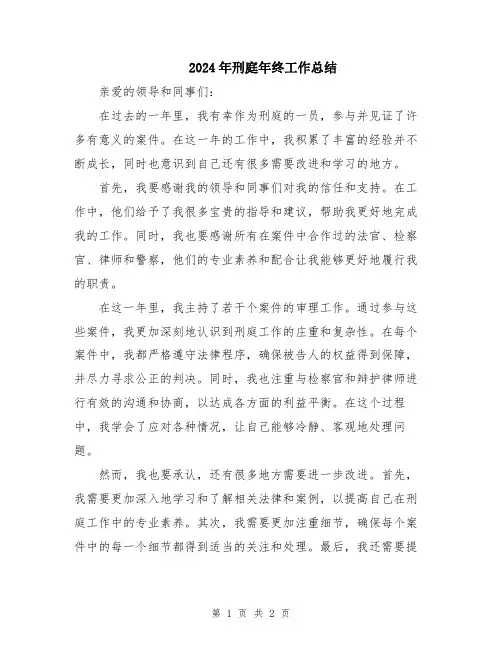 2024年刑庭年终工作总结
