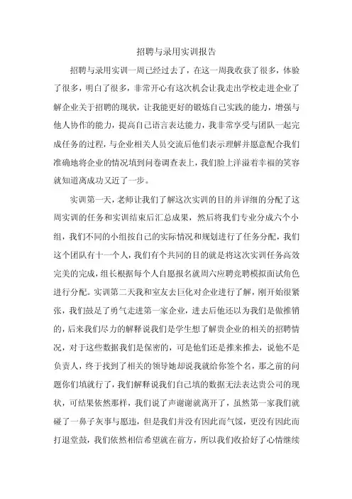 招聘与录用实训报告