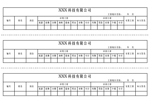 工资表工资单工资条模板