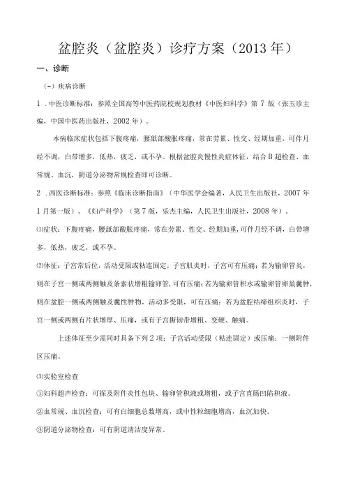 盆腔炎(盆腔炎)中医诊疗方案