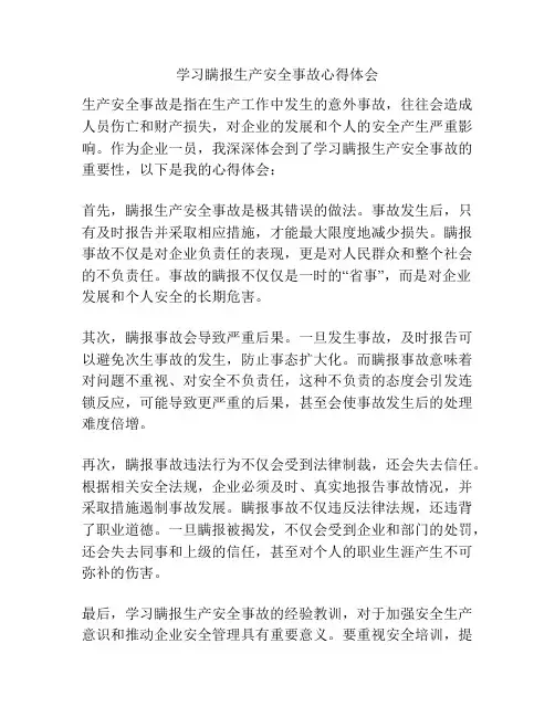 学习瞒报生产安全事故心得体会