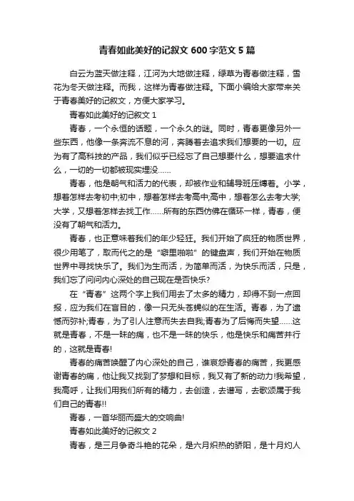 青春如此美好的记叙文600字范文5篇
