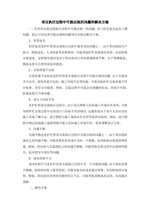项目执行过程中可能出现的问题和解决方案