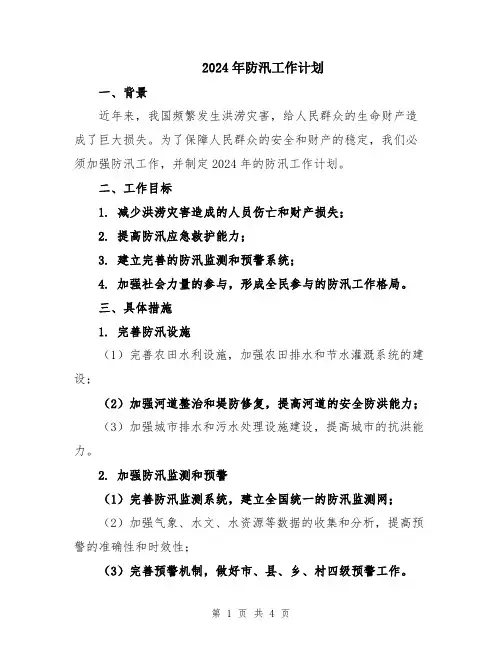 2024年防汛工作计划
