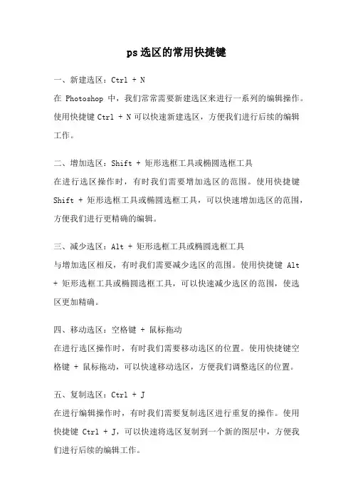 ps选区的常用快捷键