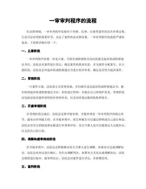 一审审判程序的流程