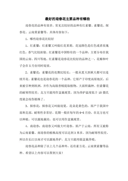 最好的迎春花主要品种有哪些