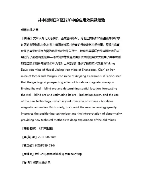 井中磁测在矿区找矿中的应用效果及经验