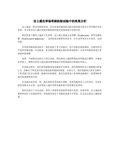 迈士通在草场荨麻防除试验中的效果分析