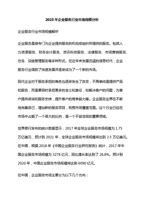 2023年企业服务行业市场规模分析