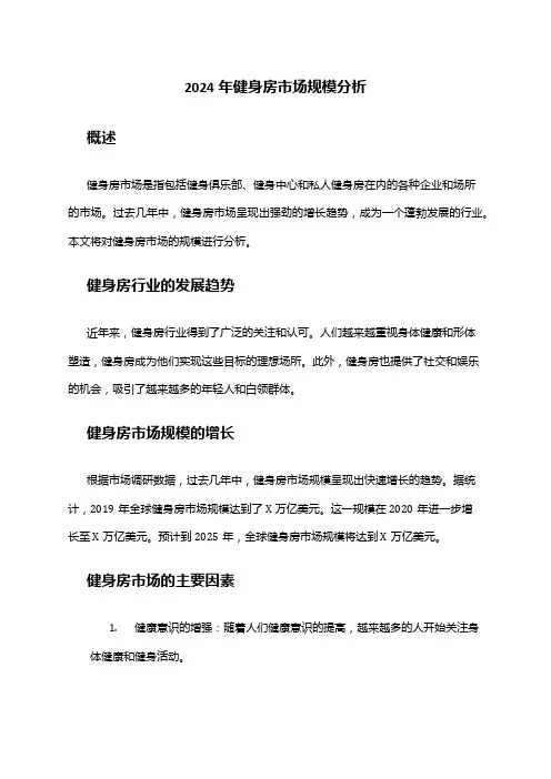 2024年健身房市场规模分析