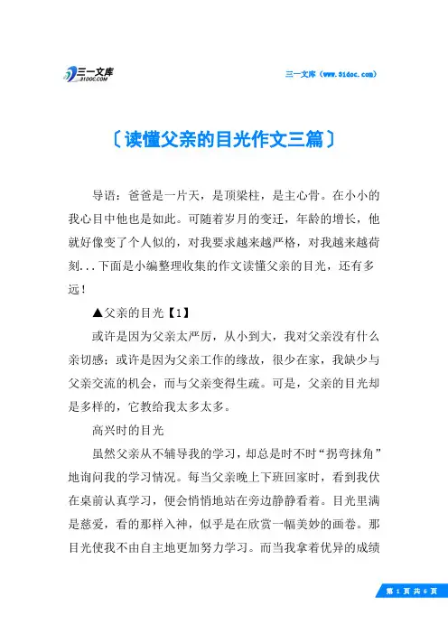 读懂父亲的目光作文三篇