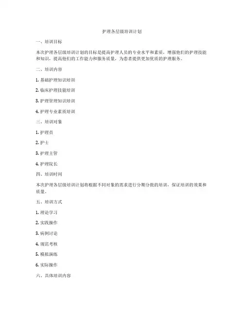 护理各层级培训计划