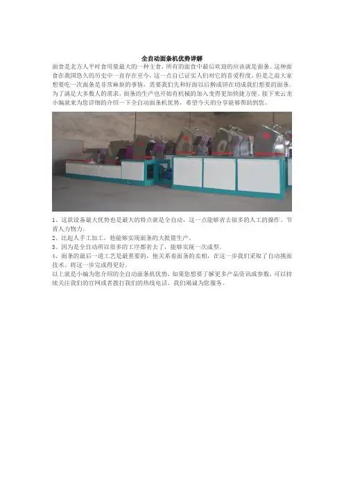 全自动面条机优势详解