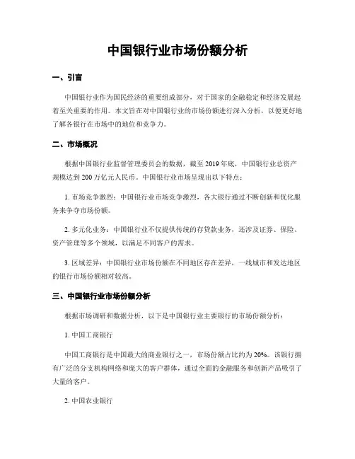 中国银行业市场份额分析