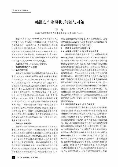 西甜瓜产业现状、问题与对策