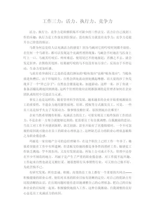 工作三力：活力、执行力、竞争力