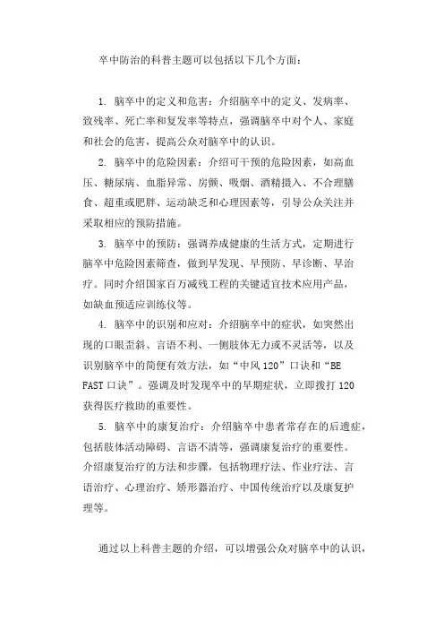 卒中防治 科普主题