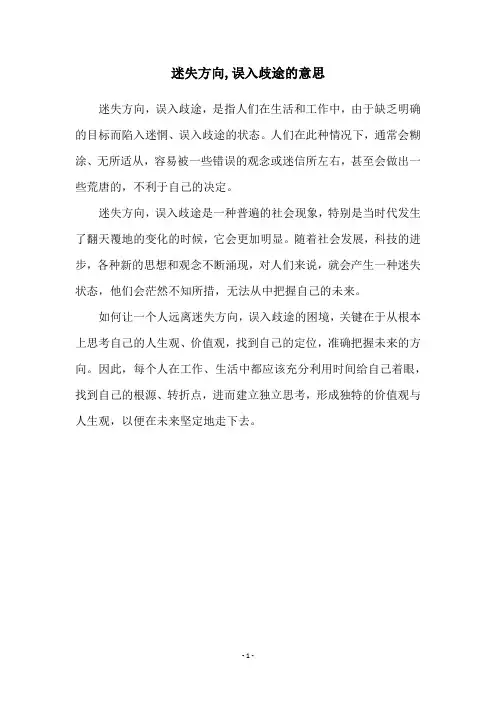 迷失方向,误入歧途的意思