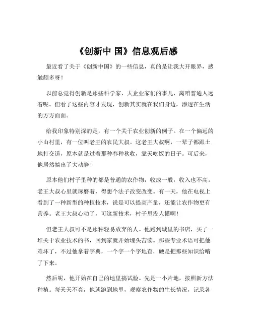 《创新中 国》信息观后感