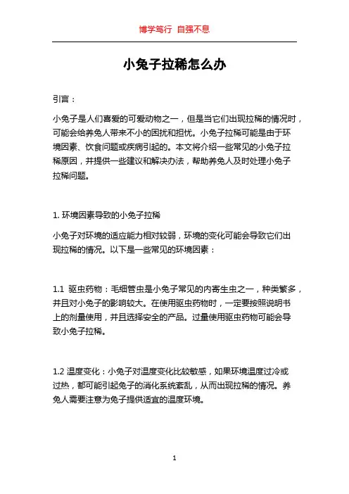 小兔子拉稀怎么办