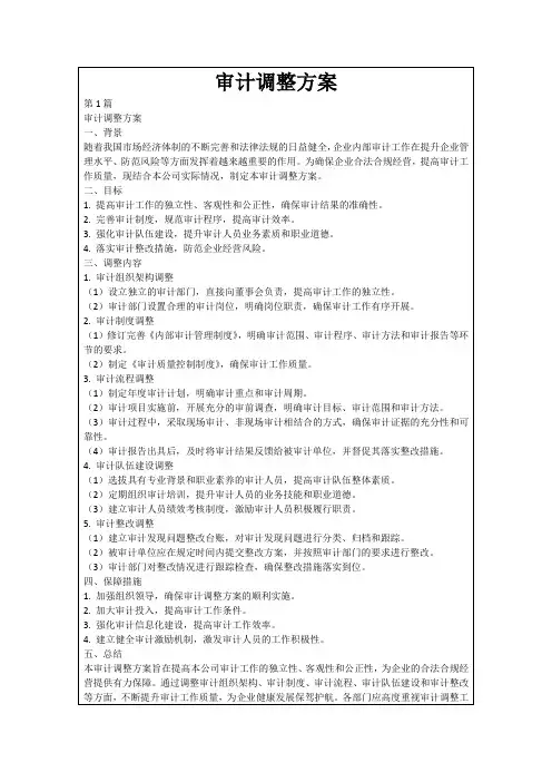 审计调整方案