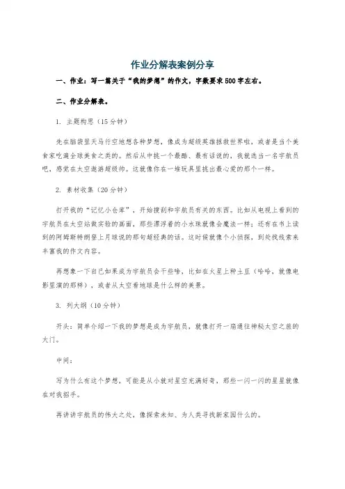 作业分解表案例分享