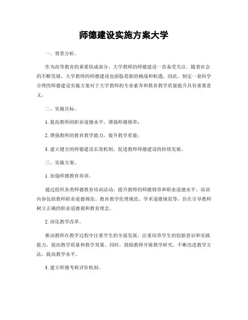 师德建设实施方案大学