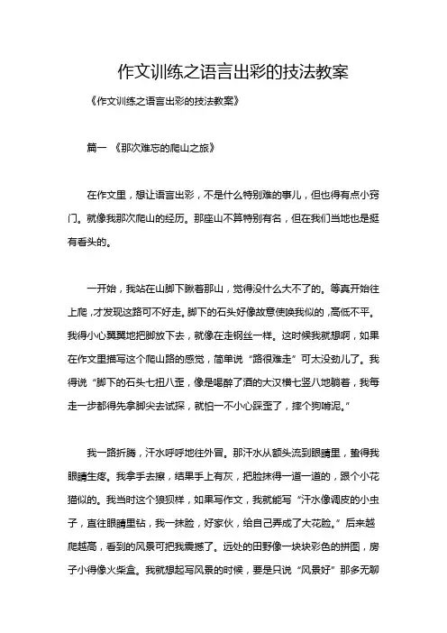 作文训练之语言出彩的技法教案