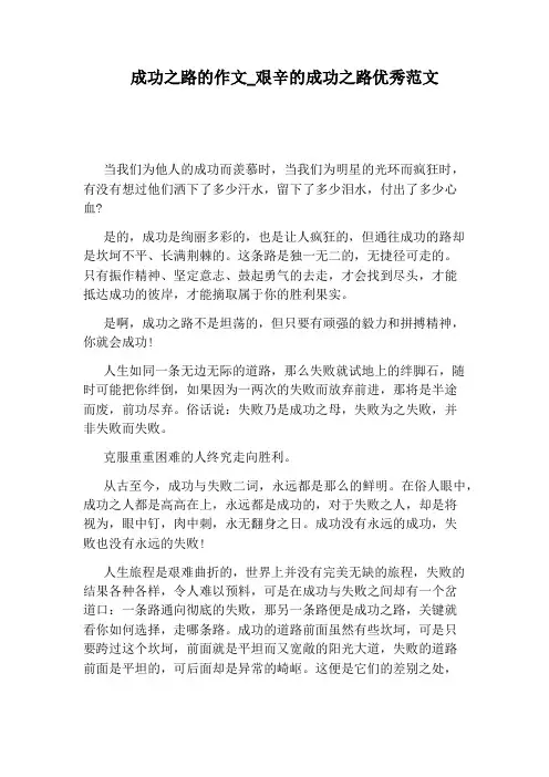 艰辛的成功之路优秀范文