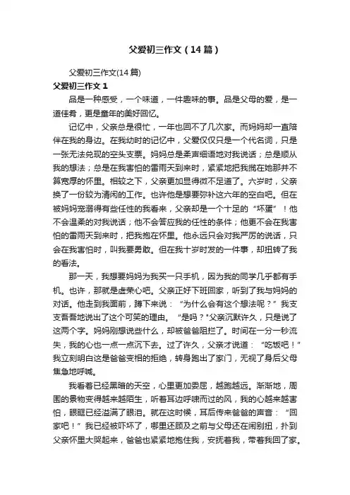 父爱初三作文（14篇）