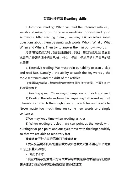 英语阅读方法Readingskills