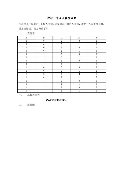 设计一个4人表决电路（精品）