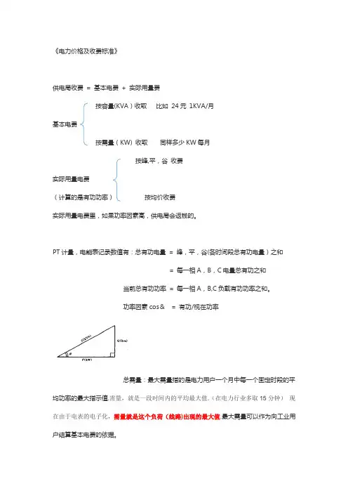 《电力价格及收费标准》【范本模板】