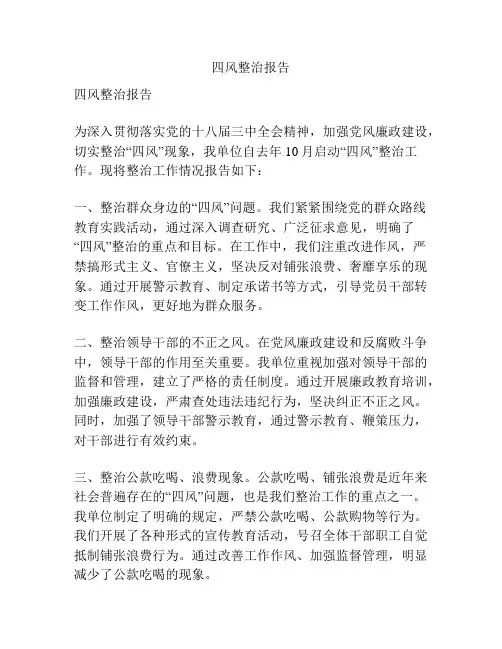 四风整治报告