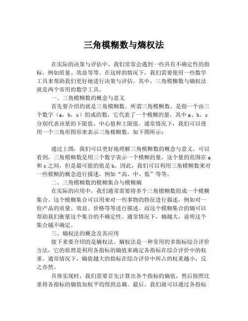 三角模糊数与熵权法
