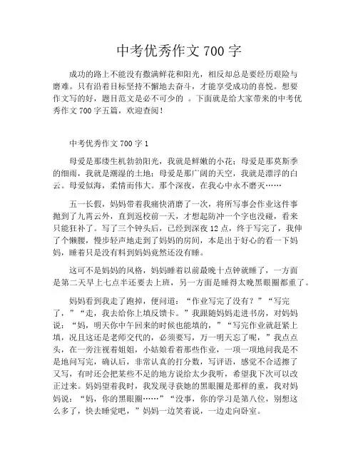 中考优秀作文700字