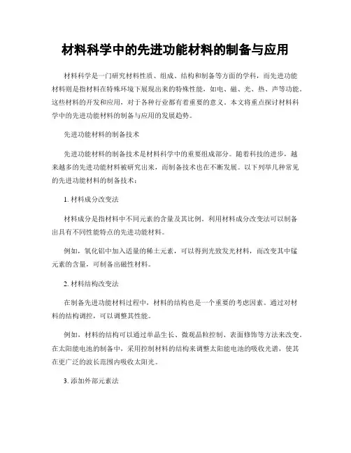 材料科学中的先进功能材料的制备与应用