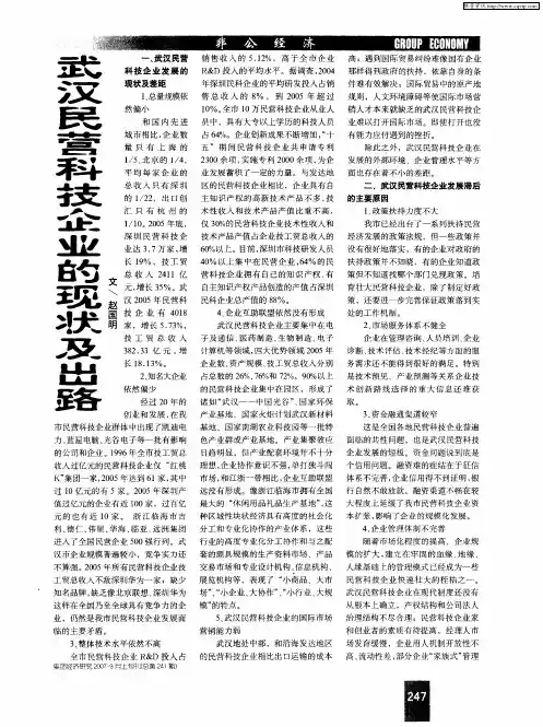 武汉民营科技企业的现状及出路