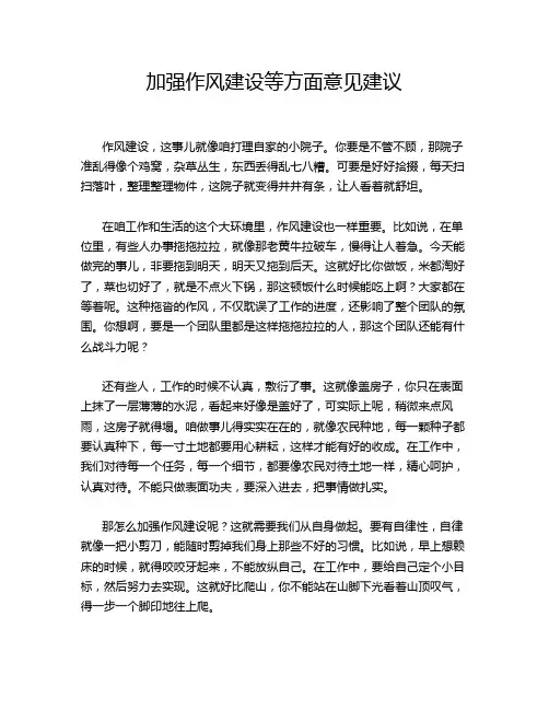加强作风建设等方面意见建议