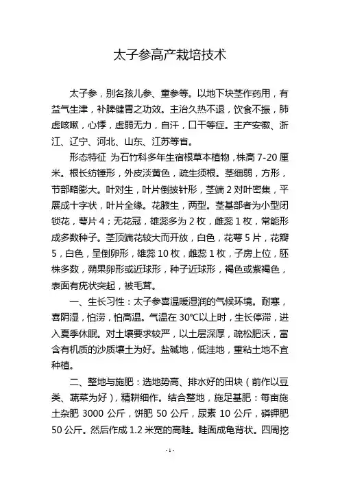 太子参高产栽培技术
