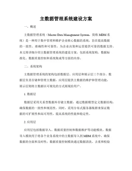主数据管理系统建设方案