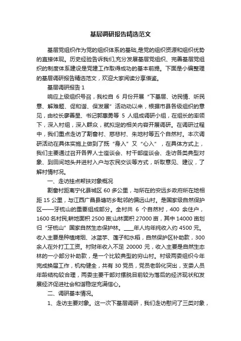 基层调研报告精选范文
