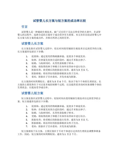 试管长方案好还是短方案成功率高