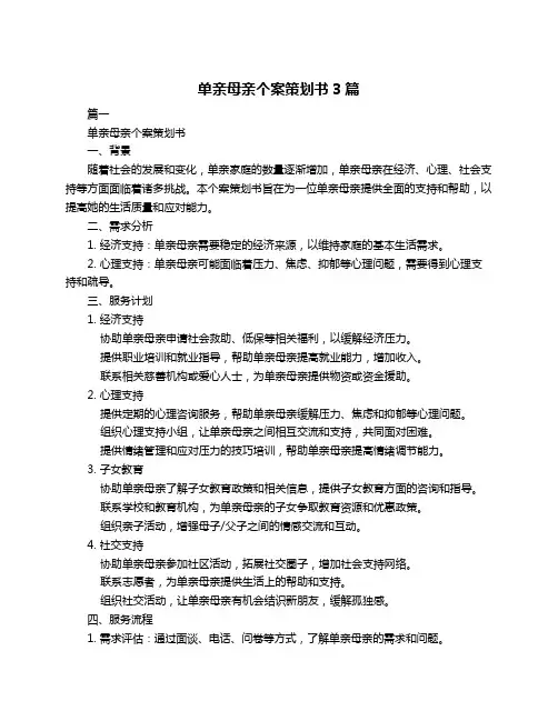 单亲母亲个案策划书3篇