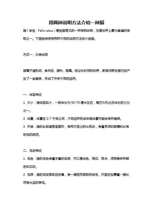 用两种说明方法介绍一种猫