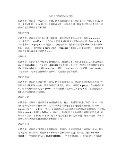 法语名词知识点总结归纳